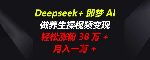 Deepseek+即梦AI,做养生操视频变现,轻松涨粉38W+,月入一W+-零点工坊