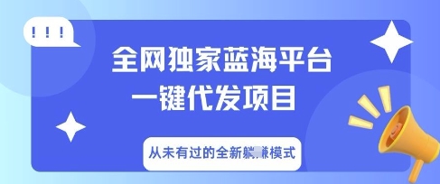 全网独家蓝海平台一键代发项目,从未有过的全新躺Z模式-零点工坊