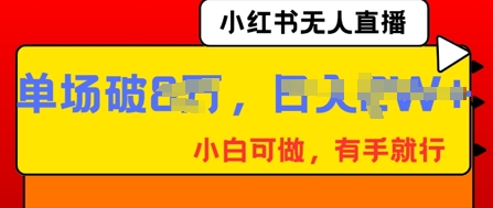 小红书无人直播，纯小白可做，有手就行，单场直播销售额破8w-零点工坊