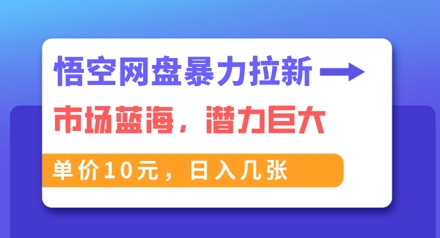 悟空网盘暴力拉新：一单10元，市场空白，日入几张-零点工坊