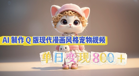 AI制作Q版现代漫画风格宠物视频,单日变现几张-零点工坊