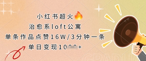 小红书超火的治愈系loft公寓,单条作品点赞16W,3分钟一条,单日变现数张-零点工坊