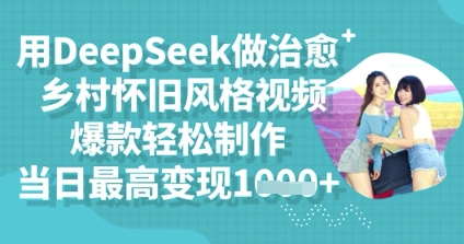 用DeepSeek做治愈乡村怀旧风格视频,爆款轻松制作,当日最高变现多张-零点工坊